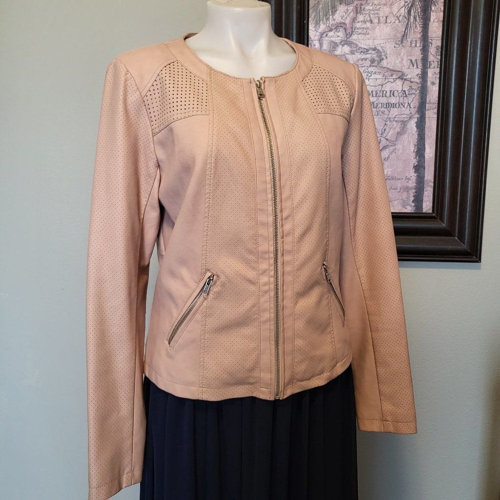 Xhilaration Blush Faux Leather Moto Jacket | Women's Large